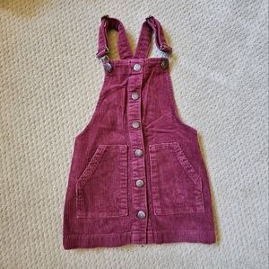 Hippie girl 》girl's burgundy corduroy overall dress